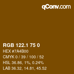 カラーコード: RGB 122.1 75 0 | qconv.com