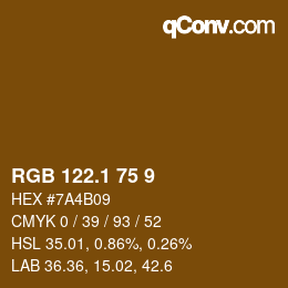 カラーコード: RGB 122.1 75 9 | qconv.com