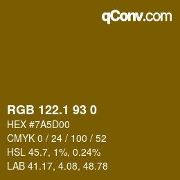 カラーコード: RGB 122.1 93 0 | qconv.com