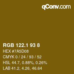 カラーコード: RGB 122.1 93 8 | qconv.com