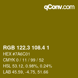 カラーコード: RGB 122.3 108.4 1 | qconv.com