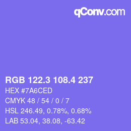 カラーコード: RGB 122.3 108.4 237 | qconv.com