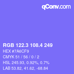 カラーコード: RGB 122.3 108.4 249 | qconv.com