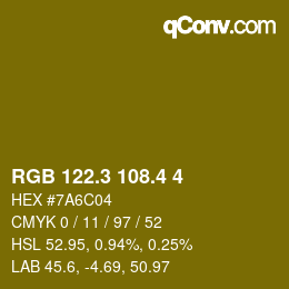 カラーコード: RGB 122.3 108.4 4 | qconv.com