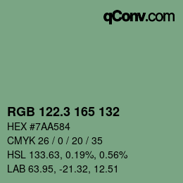 カラーコード: RGB 122.3 165 132 | qconv.com