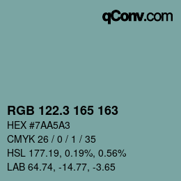 カラーコード: RGB 122.3 165 163 | qconv.com