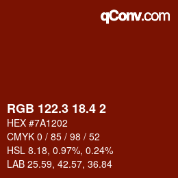 カラーコード: RGB 122.3 18.4 2 | qconv.com