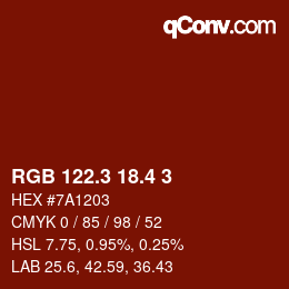 カラーコード: RGB 122.3 18.4 3 | qconv.com