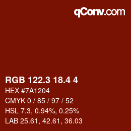 カラーコード: RGB 122.3 18.4 4 | qconv.com