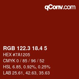 カラーコード: RGB 122.3 18.4 5 | qconv.com