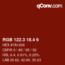 カラーコード: RGB 122.3 18.4 6 | qconv.com