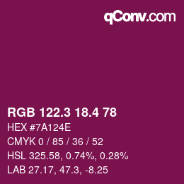 カラーコード: RGB 122.3 18.4 78 | qconv.com