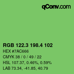 カラーコード: RGB 122.3 198.4 102 | qconv.com