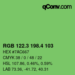 カラーコード: RGB 122.3 198.4 103 | qconv.com