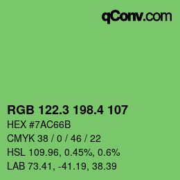カラーコード: RGB 122.3 198.4 107 | qconv.com