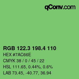 カラーコード: RGB 122.3 198.4 110 | qconv.com