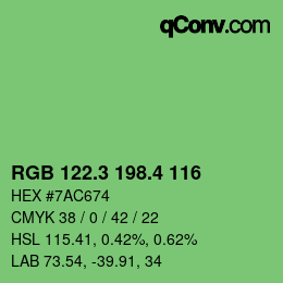 カラーコード: RGB 122.3 198.4 116 | qconv.com