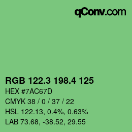 カラーコード: RGB 122.3 198.4 125 | qconv.com