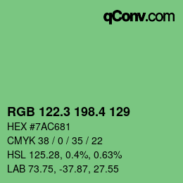 カラーコード: RGB 122.3 198.4 129 | qconv.com