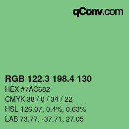 カラーコード: RGB 122.3 198.4 130 | qconv.com