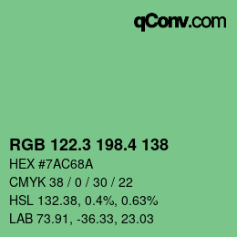 カラーコード: RGB 122.3 198.4 138 | qconv.com