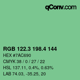 カラーコード: RGB 122.3 198.4 144 | qconv.com
