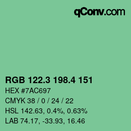 カラーコード: RGB 122.3 198.4 151 | qconv.com