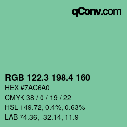 カラーコード: RGB 122.3 198.4 160 | qconv.com