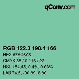 カラーコード: RGB 122.3 198.4 166 | qconv.com