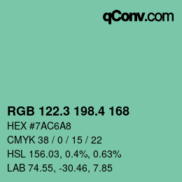 カラーコード: RGB 122.3 198.4 168 | qconv.com