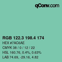 カラーコード: RGB 122.3 198.4 174 | qconv.com