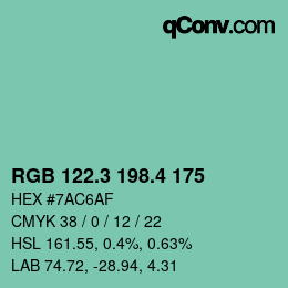 カラーコード: RGB 122.3 198.4 175 | qconv.com