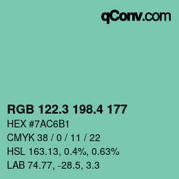 カラーコード: RGB 122.3 198.4 177 | qconv.com