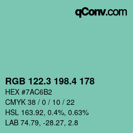 カラーコード: RGB 122.3 198.4 178 | qconv.com