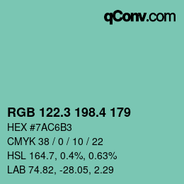 カラーコード: RGB 122.3 198.4 179 | qconv.com