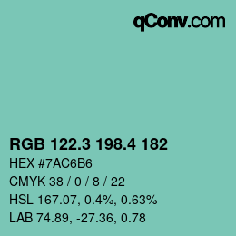 カラーコード: RGB 122.3 198.4 182 | qconv.com
