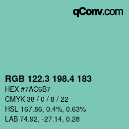 カラーコード: RGB 122.3 198.4 183 | qconv.com