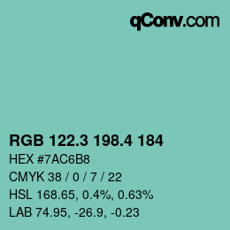 カラーコード: RGB 122.3 198.4 184 | qconv.com