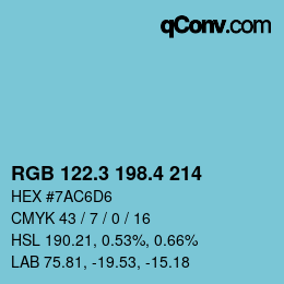 カラーコード: RGB 122.3 198.4 214 | qconv.com