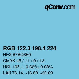 カラーコード: RGB 122.3 198.4 224 | qconv.com