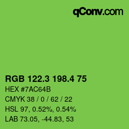 カラーコード: RGB 122.3 198.4 75 | qconv.com