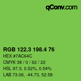 カラーコード: RGB 122.3 198.4 76 | qconv.com