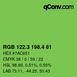 カラーコード: RGB 122.3 198.4 81 | qconv.com