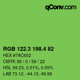 カラーコード: RGB 122.3 198.4 82 | qconv.com