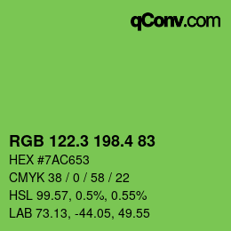 カラーコード: RGB 122.3 198.4 83 | qconv.com