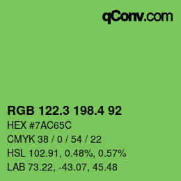 カラーコード: RGB 122.3 198.4 92 | qconv.com