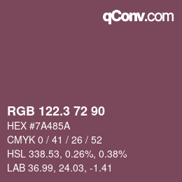 カラーコード: RGB 122.3 72 90 | qconv.com