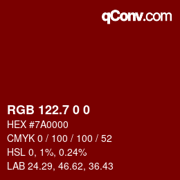 カラーコード: RGB 122.7 0 0 | qconv.com