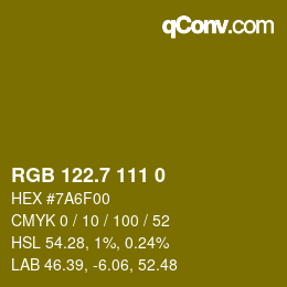 カラーコード: RGB 122.7 111 0 | qconv.com