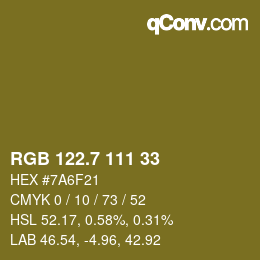 カラーコード: RGB 122.7 111 33 | qconv.com